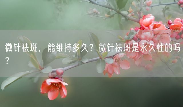 微针祛斑，能维持多久？微针祛斑是永久性的吗？(图1)